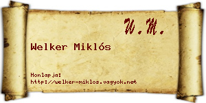 Welker Miklós névjegykártya